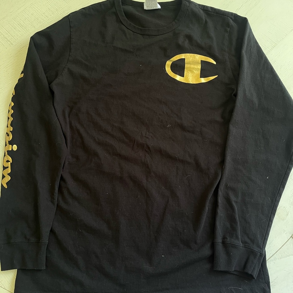 Champion Black Shirt with Gold Accents - Mens Large